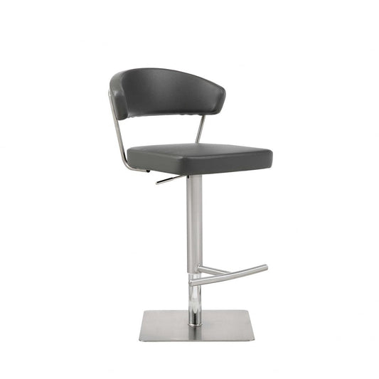 Black And Silver Faux Leather And Steel Bar Chair HomeRoots