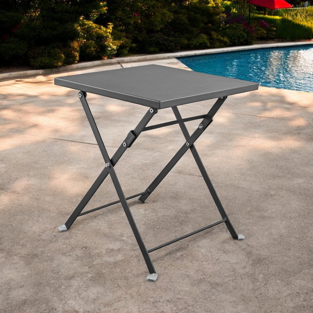 18" Gray Stainless Steel Square End Table HomeRoots
