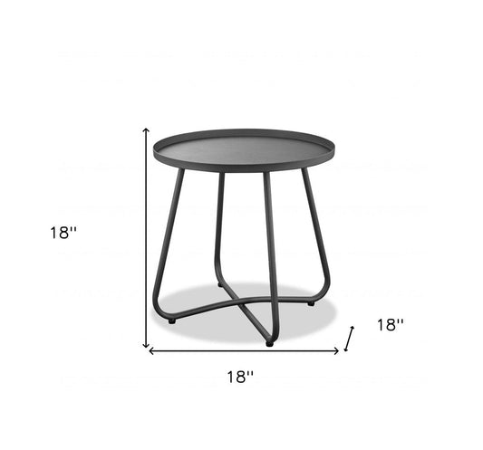18" Gray Rounded Aluminum Outdoor Side Table HomeRoots