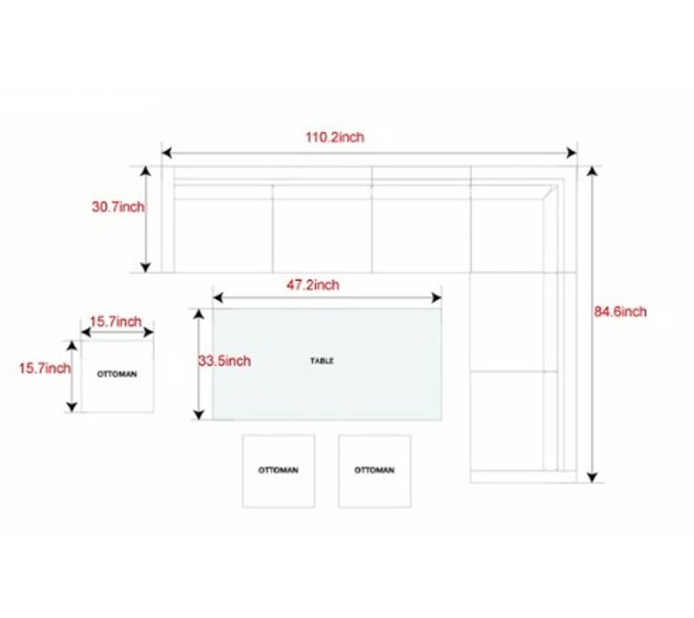 180.96" X 33.54" X 34.71" Brown 8Piece Outdoor Sectional Set With Cushions HomeRoots