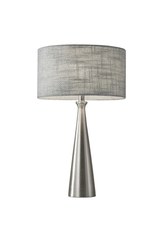 22" Silver Metal Table Lamp With Gray Drum Shade HomeRoots