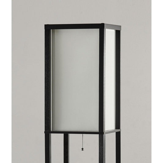 72" Black And White Solid Wood Column With White Cotton Shade HomeRoots