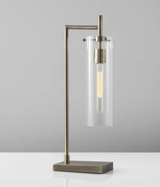 24" Brass Novelty With Clear Cylinder Shade HomeRoots