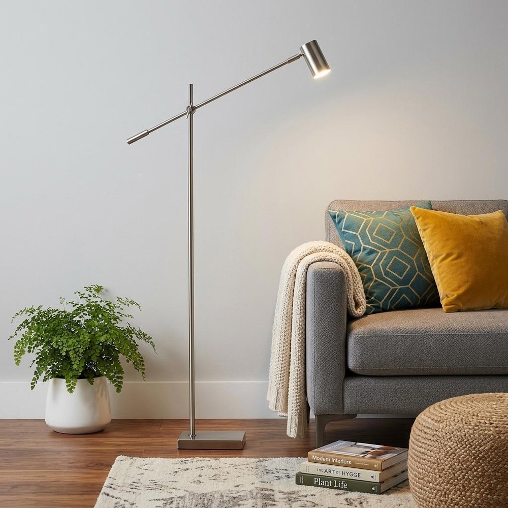 63" Black And Gold Adjustable LED Task Floor Lamp With Antiqued Brass Metal Cylinder Shade HomeRoots