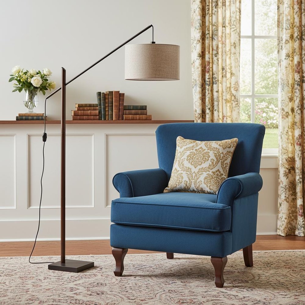 77" Beige And Black Swing Arm Floor Lamp With Beige Fabric Drum Shade HomeRoots