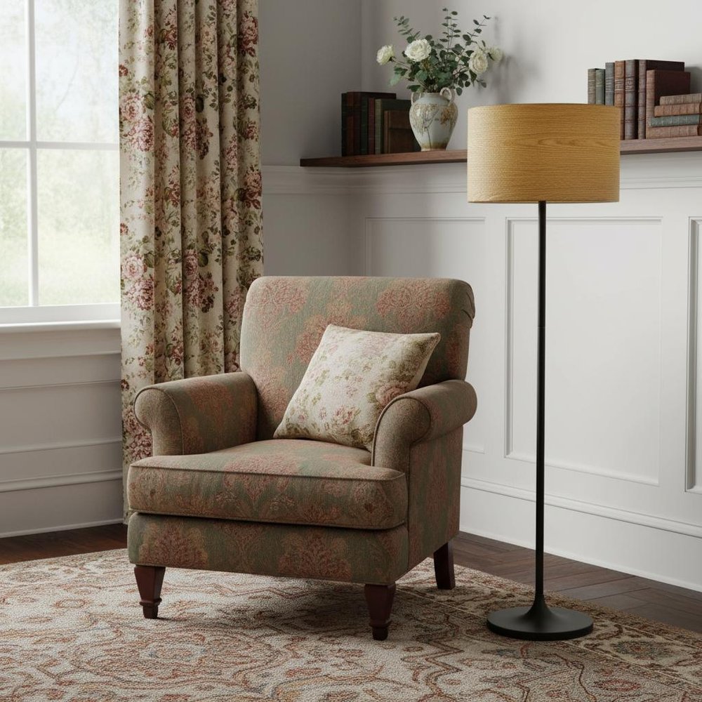 60" Brown And Black Floor Lamp With Brown Veneer Drum Shade HomeRoots