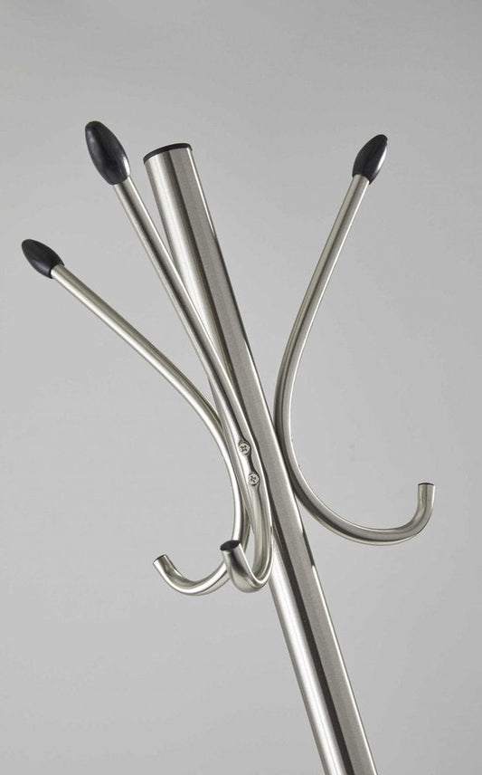 13" X 68" Brushed Steel Brushed Steel Stand Coat Rack HomeRoots