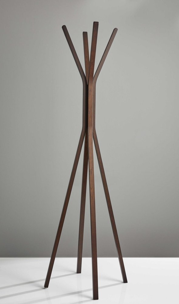 68" Natural Modern Wood Coat Tree Rack HomeRoots