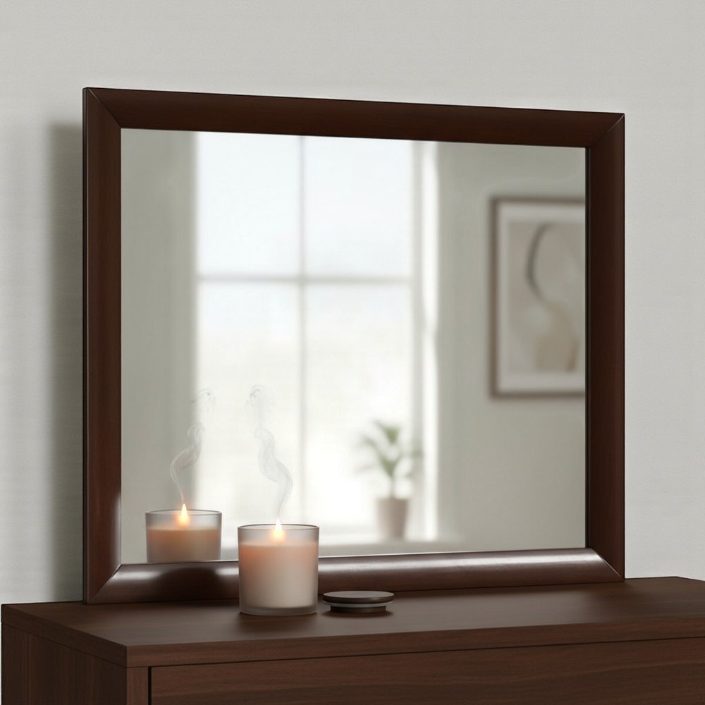 35" Espresso Wood Framed Mounted Dresser Mirror HomeRoots