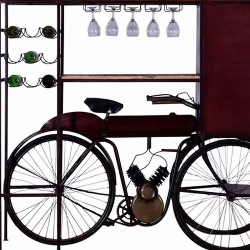 17" X 58.5" X 67.5" Maroon Tricycle Delivery Bar HomeRoots