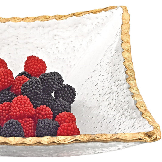 7 Hand Decorated Edge Gold Leaf Square Candy Or Serving Bowl HomeRoots