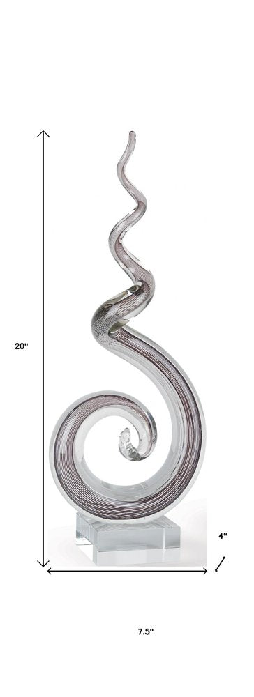 20" Clear and Brown Murano Glass Modern Abstract Tabletop Sculpture HomeRoots