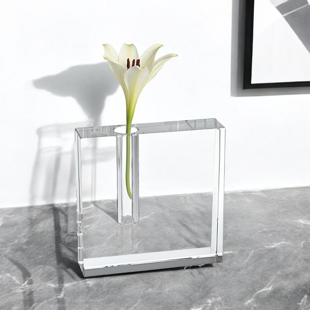 6" Clear Square Lead Free Crystal Bud Vase HomeRoots