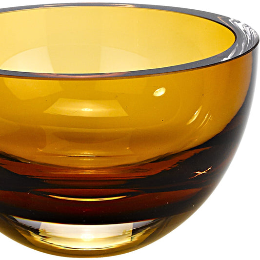 6" Amber Mouth Blown Crystal Thick Walled Bowl HomeRoots