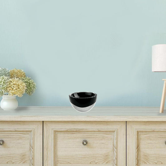 6" Black Mouth Blown Crystal Thick Walled Bowl HomeRoots