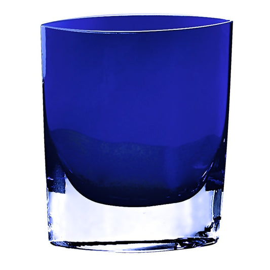 8" Cobalt And Clear Oval Lead Free Crystal Table Vase HomeRoots