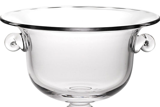13" Clear Lead Free Crystal Round Pedestal Centerpiece Bowl With Handles HomeRoots