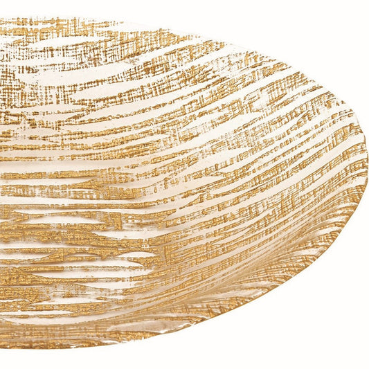 9 Hand Crafted Glass Oval Gold Salad Or Centerpiece Bowl HomeRoots