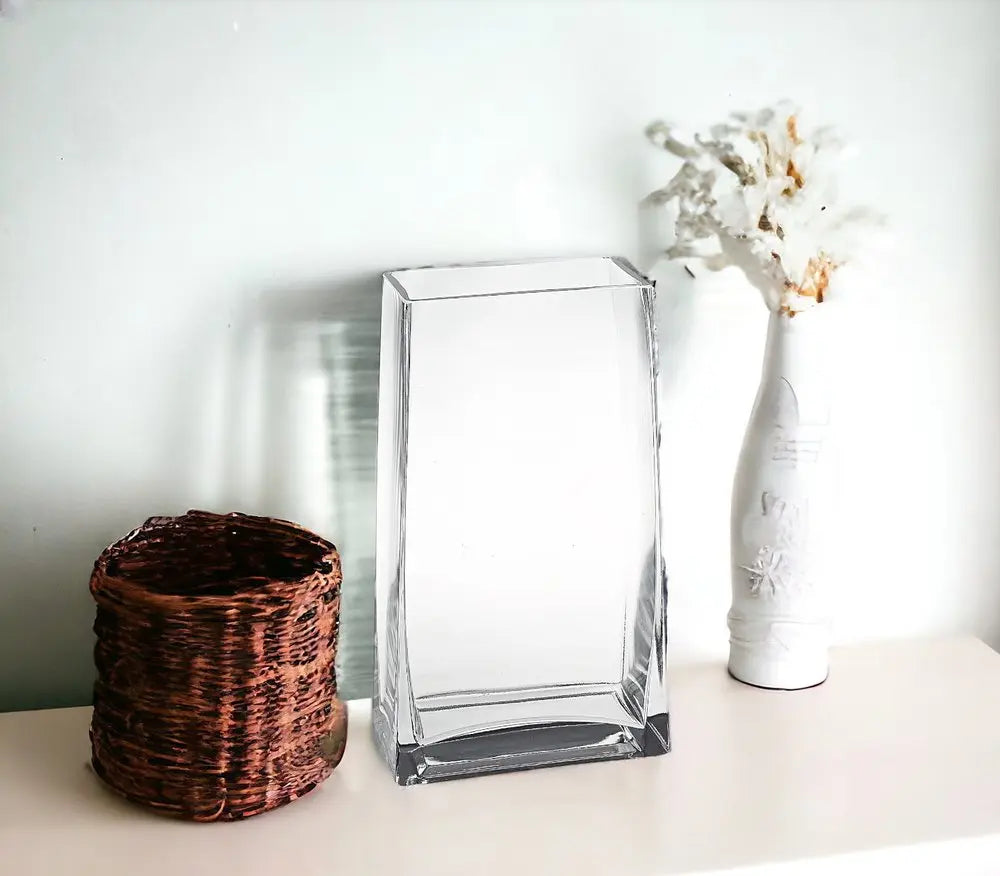 8" Crystal Glass Clear Rectangle Table Vase HomeRoots