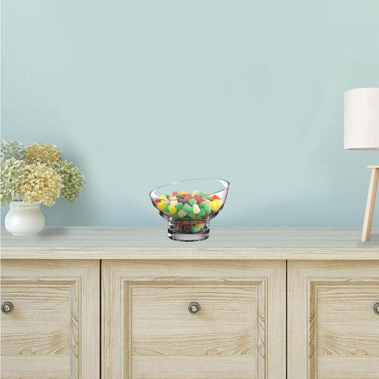 7" Clear Mouth Blown Slant Edge Glass Candy Bowl HomeRoots