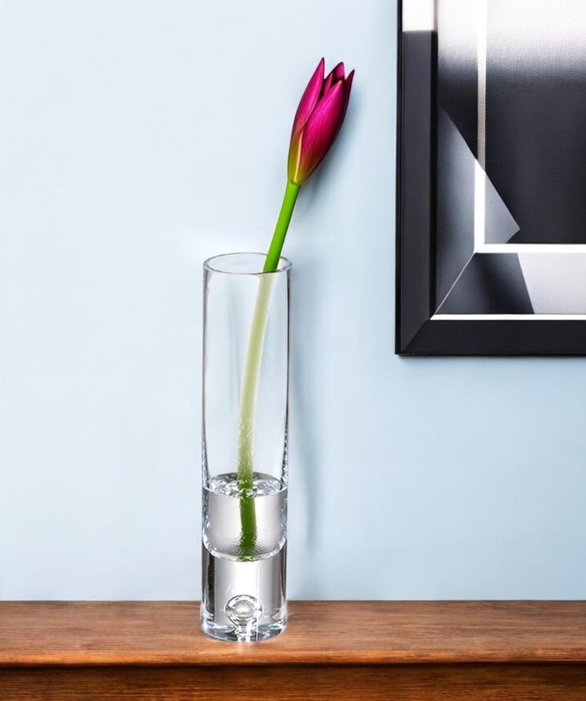 9" Clear Cylindrical Lead Free Crystal Bud Table Vase HomeRoots