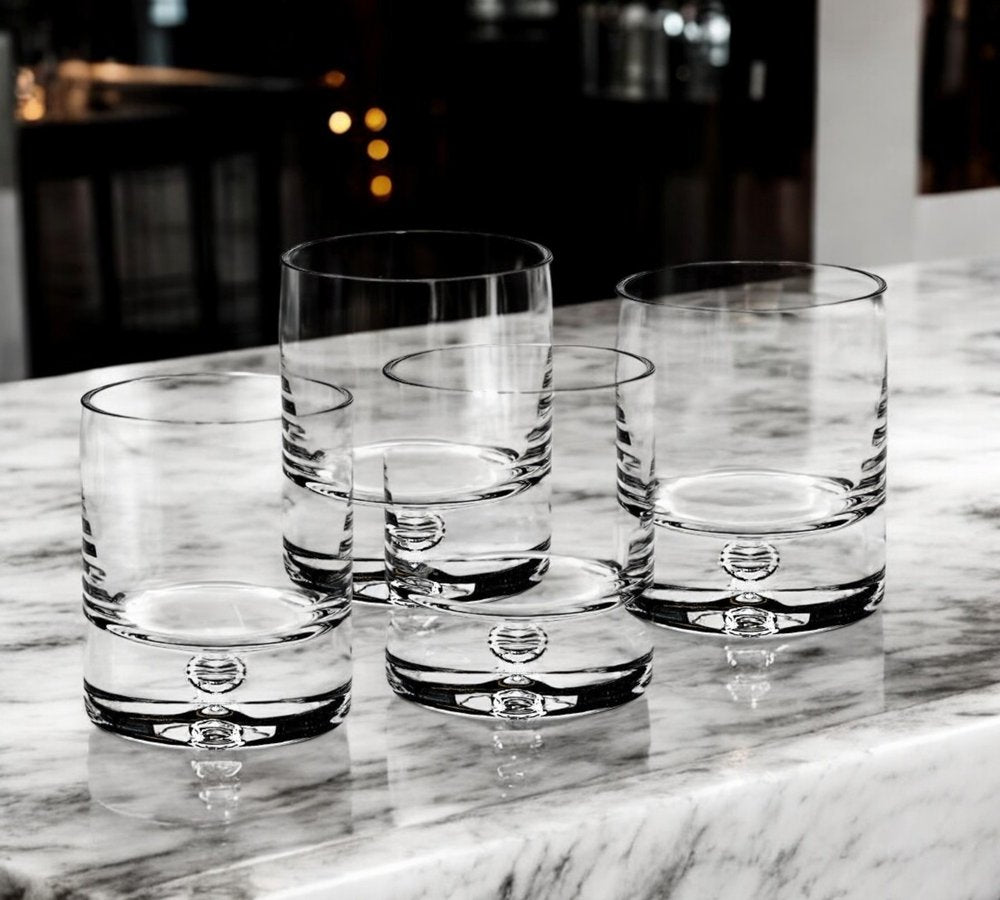 Set of Four Clear Crystal Rocks Old Fashion Glasses HomeRoots
