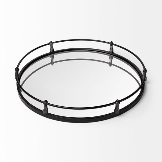 24" Silver Round Metal Indoor Outdoor Tray With Handles HomeRoots