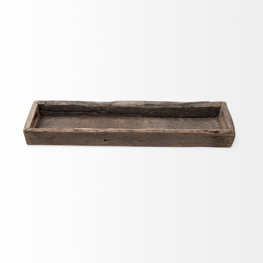 30" Brown Wood Indoor Outdoor Tray With Handles HomeRoots