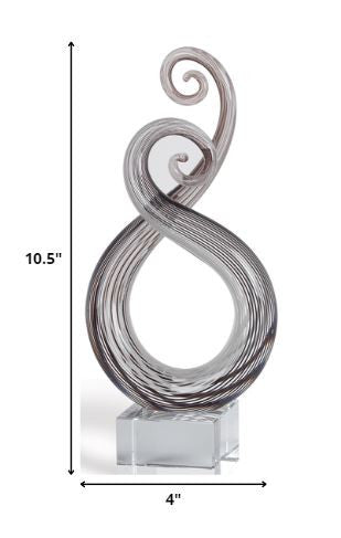11" Clear and Brown Murano Glass Modern Abstract Tabletop Sculpture HomeRoots