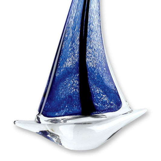 9" Clear and Blue Murano Glass Modern Abstract Tabletop Sculpture HomeRoots
