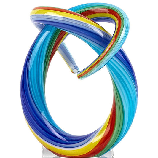 6" Rainbow Murano Glass Modern Abstract Tabletop Sculpture HomeRoots