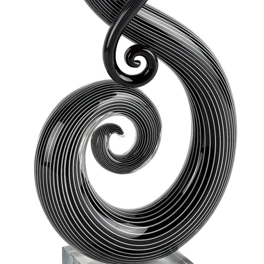 12" Black and White Murano Glass Modern Abstract Tabletop Sculpture HomeRoots