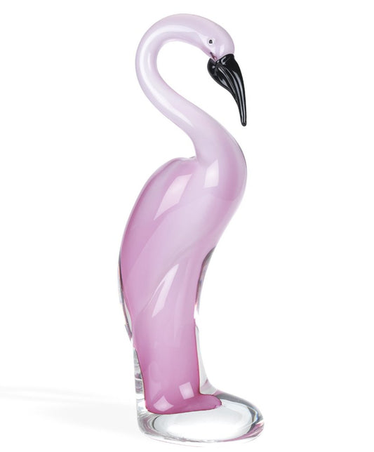 15" Pink Murano Glass Flamingo Figurine Tabletop Sculpture HomeRoots