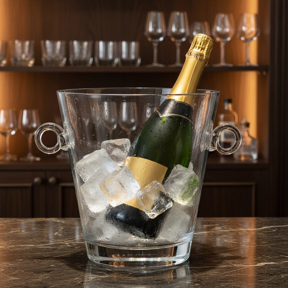 9" Clear Mouth Blown Crystal Ice Bucket HomeRoots