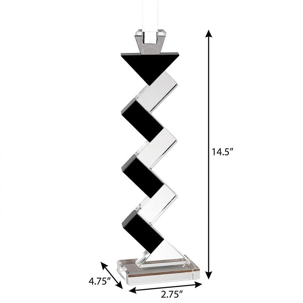 Black Crystal Geometric Tabletop Pillar Candle Holders HomeRoots