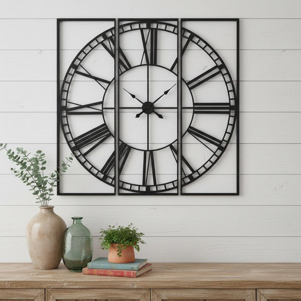 60" Round and Square Industrial Style Wall Clock HomeRoots