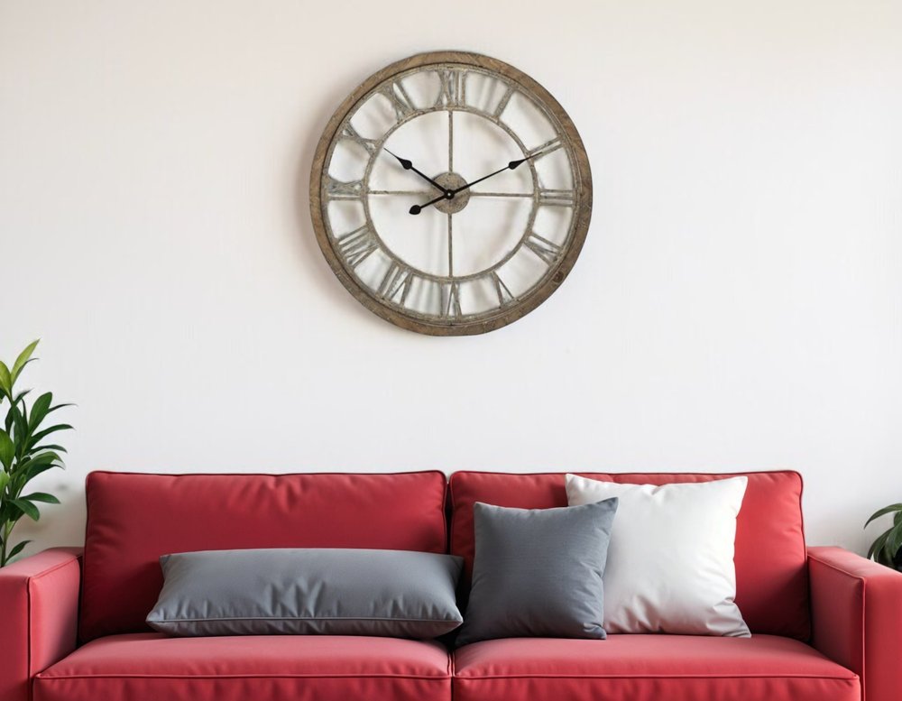 25" Circle Brown Metal Skeleton Wall Clock HomeRoots