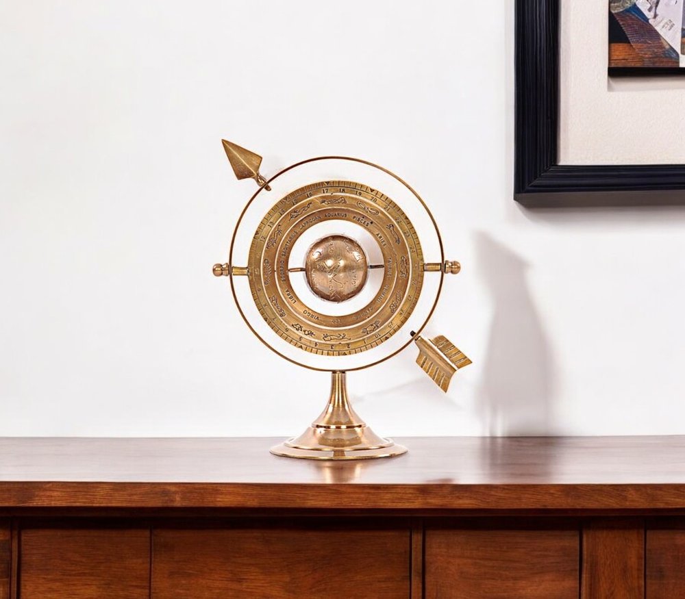 8" Bronze Metal Armillary Sphere Tabletop Sculpture HomeRoots