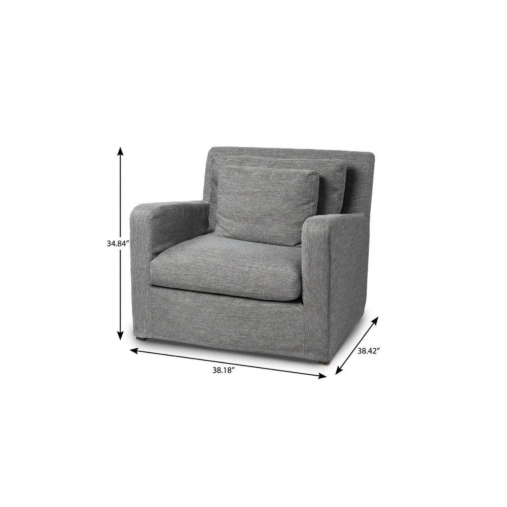 38" Gray and Brown Linen Arm Chair HomeRoots