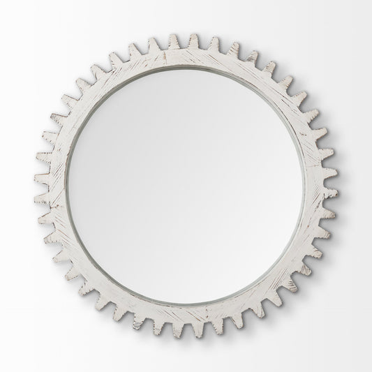 35" White Abstract Wood Framed Accent Mirror HomeRoots