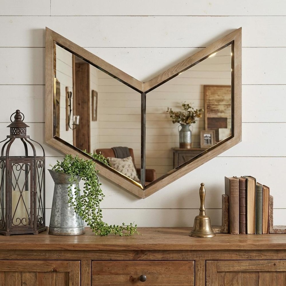 23" Natural Novelty Wood Framed Accent Mirror HomeRoots