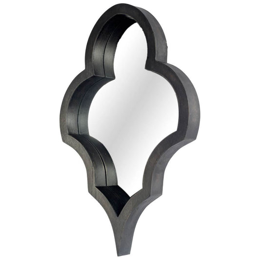 34" Black Wood Abstract Framed Accent Mirror HomeRoots