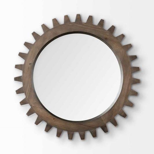 26" Dark Brown Abstract Wood Framed Accent Mirror HomeRoots