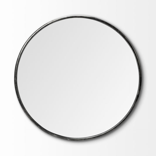 47" Round Black Metal Frame Wall Mirror HomeRoots