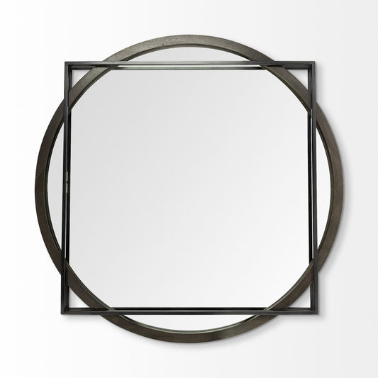 46" Black Abstract Metal Framed Accent Mirror HomeRoots