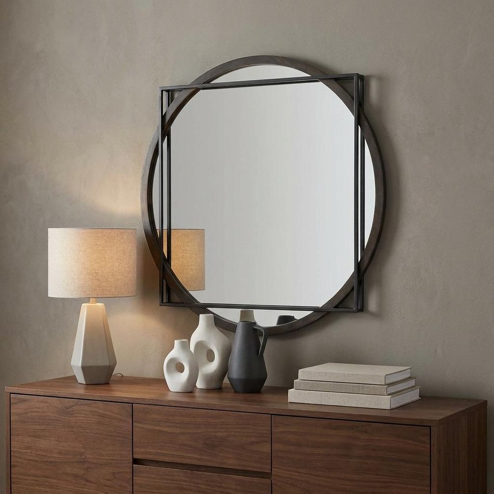 46" Black Abstract Metal Framed Accent Mirror HomeRoots