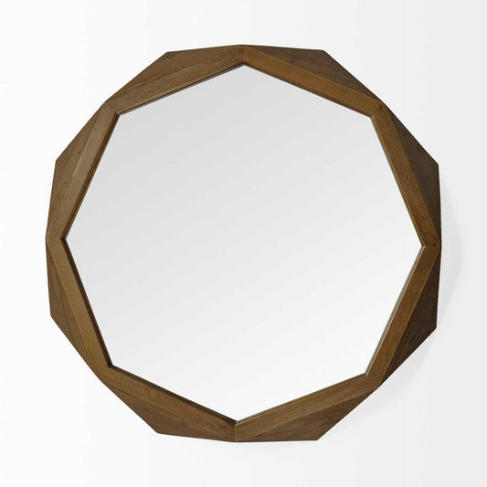 41" Brown Solid Wood Octagon Framed Accent Mirror HomeRoots