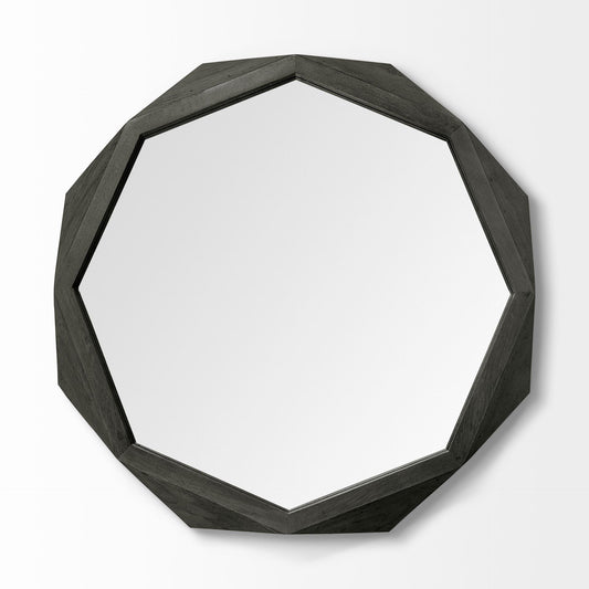 41" Black Solid Wood Octagon Framed Accent Mirror HomeRoots