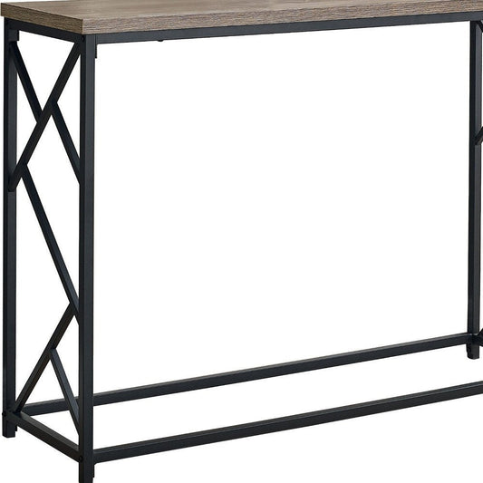 44" Taupe and Black Wood and Metal Frame Console Table HomeRoots