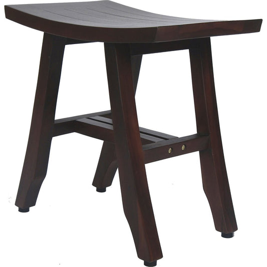 18" Dark Brown Teak Rectangular Shower Bench HomeRoots